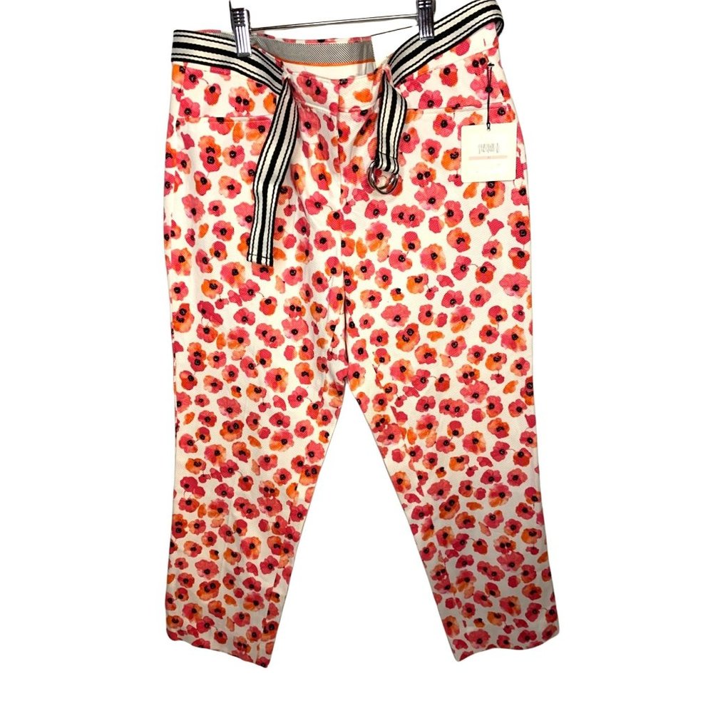 Rafaella Passion Pink Watercolor Pansies Print Capris Size 10 - Picture 1 of 3